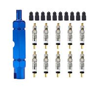VooGenzek 21-Piece Bicycle Valve Core Remover Tool Kit with Schrader & Presta Valve Cores, Caps, & Wrench, Universal Fit, Blue