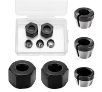 VooGenzek 3 Pieces Router Collet Chuck, 6mm 6.35mm 8mm Steel Router Collet with 2 Screw Nut, for Woodworking Trimming Engraving Machine