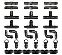 VooGenzek 30 PCS Drip Irrigation Fittings Kit for 16mm Tubing, Drip Irrigation Barbed Connectors for Garden, Patio, Lawn, with Tees, Coupling, Elbow, End Closure and End Plug