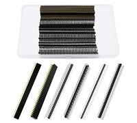 VooGenzek 30 Pieces 6 Kinds of 2.54mm Pin Headers 40 Pin Breakaway PCB Board Pin Header Connector, Male and Female Pin Header Socket Connector, for Arduino Prototype Shield