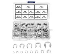 VooGenzek 390 PCS Stainless Steel E-Clip Set, Retaining Snap Opening Ring Circlip Kit, External Retaining Ring, 13 Sizes M1.5/2/2.5/3/4/5/6/7/8/9/10/12/15 with Plastic Box