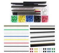VooGenzek 395 PCS Color Pin Header Kit, Male & Female Pin Header Connector 2.54mm, 2.54mm Circuit Board Mini Jumper Cap Connector, 2.54mm Pin Headers 40 Pin Breakaway PCB Board Pin Header Connector