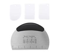 VooGenzek 4 PCS Dough Scraper Set, Stainless Steel Dough Knife, Dough Cutter, Bread Scraper, Bread Cutter, for Cutting Dough, Cakes, Pizza
