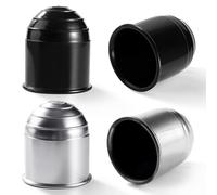 VooGenzek 4 PCS Tow Ball Cover Universal, 50mm Tow Bar Ball Cover Cap, Plastic Trailer Hitch Ball Cover, Towing Hitch Protective Caps, Towing Hitch Caravan Trailer Cap, Black, Silver