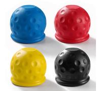 VooGenzek 4 PCS Trailer Hitch Ball Cover Universal, 50mm Tow Bar Ball Cover Cap, Rubber Ball Head Cover Towing Hitch, Tow Ball Cover, for Trailer Car Truck RV, Black/Red/Yellow/Blue