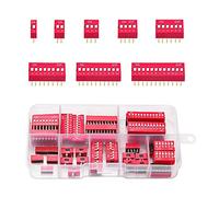 VooGenzek 40 PCS 1 2 3 4 6 8 10 12 Pin Double Row Dip Switch, 2.54mm On Off Slide Type Switch, for Circuit Breadboards PCB (Red)