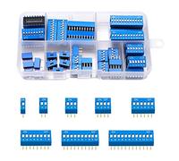 VooGenzek 40 PCS 1 2 3 4 6 8 10 12 Pin Double Row Dip Switch, 2.54mm On Off Slide Type Switch, for Circuit Breadboards PCB (Blue)