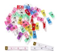 VooGenzek 40 PCS 3.3x1.8x1.1 cm Sewing Clips, Plastic Quilting Crafting Clips, Fabric Clips, Wonder Clips, Patchwork Clips, with 2 PCS 150cm Tape Measure, for Sewing, Crafting, Hanging Objects