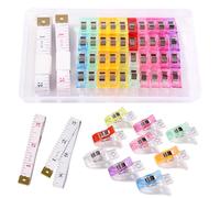 VooGenzek 40 PCS 3.6x1x1.5 cm Sewing Clips, Plastic Quilting Crafting Clips, Fabric Clips, Wonder Clips, Patchwork Clips, with 2 PCS 150cm Tape Measure, for Sewing, Crafting, Hanging Objects