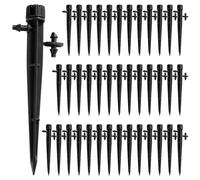 VooGenzek 40 PCS 360 Degree Adjustable Irrigation Dripper Sprinkler, Micro 8-Hole Stake Emitter Dripper for 4/7 mm Garden Hose Irrigation System, Water Flow Stake Emitter, Black (with Connector)