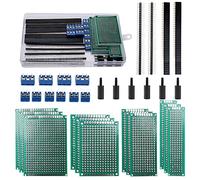 VooGenzek 46 PCS PCB Board Kits, Include 12 PCS Double Sided PCB Board Prototype Circuit Board, 12 PCS Male/Female Header Connector, 10 PCS 2/3Pin Screw Terminal with 12 PCS Nylon Column