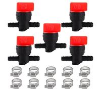 VooGenzek 5 PCS 1/4" Inline On/Off Fuel Switch Tap, 6-8 mm Universal Plastic Shut Off, with 10 PCS Hose Clamps, for Garden Brush Cutter Accessory
