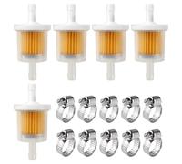 VooGenzek 5 PCS 6-8 mm Petrol Filter, Gas Inline Fuel Filters, Filtration Speed Quick Fuel Filter, Motorcycle Petrol Filters, with 10 PCS Hose Clamps, for Motorcycle, Scooter, Generator, Lawnmower
