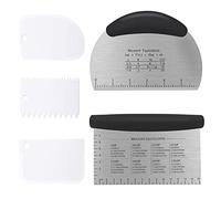 VooGenzek 5 PCS Dough Scraper Set, Stainless Steel Dough Knife, Dough Cutter, Bread Scraper, Bread Cutter, for Cutting Dough, Cakes, Pizza