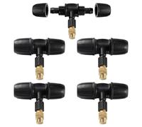 VooGenzek 5 PCS Three-Way Atomizing Nozzle for 8/12 mm Drip Tubing, Adjustable Brass Misting Spray with Anti-Leak Locked Barbed Irrigation Fittings, for Lawn, Farm, Garden