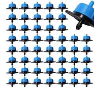 VooGenzek 50 PCS 0.5 GPH Pressure Compensating Dripper, 1/4 Inch Plastic Irrigation Drip Emitters, Garden Watering Irrigation Emitter, for Garden Lawn Drip Irrigation, 2L