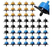 VooGenzek 50 PCS 3 Sizes 0.5/1/2 GPH Pressure Compensating Dripper, 1/4 Inch Plastic Irrigation Drip Emitters, Garden Watering Irrigation Emitter, for Garden Lawn Drip Irrigation, 2/4/8 L