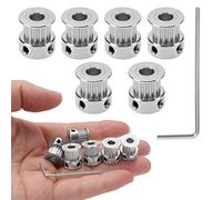 VooGenzek 6 PCS GT2 Timing Belt Pulley 16 Teeth 5mm Bore, Synchronous Gear Wheel, with Allen Wrench, for 6mm Width 3D Printer Belt