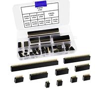 VooGenzek 65 PCS 2.54mm Female Pin Header Double Row Pin Assortment Kit, Female Pin Header Socket Connector Strip, for Arduino Stackable Shield (2 * 2/3/4/5/6/8/10/12/20/40 Pin)