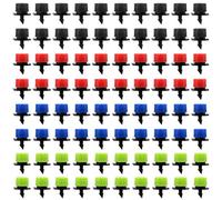 VooGenzek 80 PCS 1/4 Inch Adjustable Irrigation Dripper Sprinklers, Micro 8-Hole Emitter Drippers for Irrigation System, Anti-clogging Watering Sprinklers for Garden, Lawn, Black/Red/Blue/Green