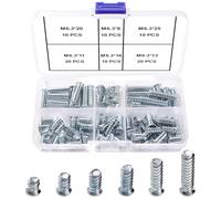 VooGenzek 80 PCS M6.3 Euro Screws Kit, Countersunk Head Furniture Screws, Screws for Drawer Rails, for Kitchen Cabinets Doors Wardrobes, Cupboard Hinges