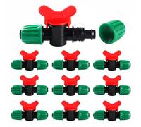 VooGenzek 9 PCS Plastic Drip Irrigation Valve, Green, for 16mm Drip Tubing, Shut Off Valve, Body Material: Plastic, Wide Application