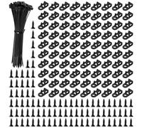 VooGenzek 90 Sets 19.6 * 9.7 mm Saddle Type Cable Tie Mount Bases, Saddle Type Mount Wire Holder, with M3.5 Screws and Cable Ties, for Wire and Cable Tidy, Black