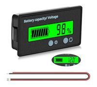 VooGenzek Battery Capacity Voltmeter Meter Monitor, Lead-acid Lithium Li-ion Battery Capacity Meter Voltage Tester, LCD Display DC 12V 24V 36V 48V 60V 72V Battery Meter (Green Light)