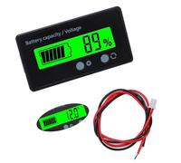 VooGenzek Battery Capacity Voltmeter Meter Monitor, Lead-acid Lithium Li-ion Battery Capacity Meter Voltage Tester, LCD Display DC 12V 24V 36V 48V Battery Meter (Green Light)
