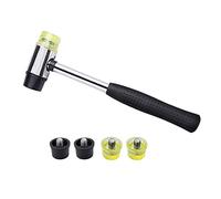 VooGenzek Double Faced Rubber Mallet, 25mm Non-Slip Rubber Handle Double-Faced Replaceable, with 4 PCS Rubber/Nylon Replacement Heads, for Leather Crafts, Jewelry, Wood