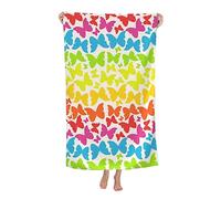 VOOHDDY Colorful Rainbow Butterfly Beach Towel Large Soft Absorbent Microfiber Quick Dry Oversized Bath Towels for Bathroom Women Men Pool Camping Travel Swimming Picnic Sports