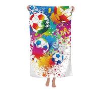 VOOHDDY Colorful Soccer Football Fun Ball Beach Towel Large Soft Absorbent Microfiber Quick Dry Oversized Bath Towels for Bathroom Men Boys Pool Camping Travel Swimming Picnic Sports
