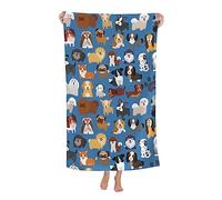 VOOHDDY Cute Dog Puppy Beach Towel Large Soft Absorbent Microfiber Quick Dry Oversized Bath Towels for Bathroom Women Men Pool Camping Travel Swimming Picnic Sports