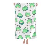 VOOHDDY Cute Fun Frog Beach Towel Soft Absorbent Microfiber Quick Dry Large Bath Towels for Bathroom Women Men Boys Girls Pool Camping Travel Swimming Picnic Sports