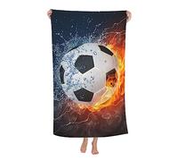 VOOHDDY Soccer Ball Cool Sport Football Beach Towel Large Soft Absorbent Microfiber Quick Dry Oversized Bath Towels for Bathroom Men Boys Pool Camping Travel Swimming Picnic Sports