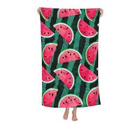 VOOHDDY Watercolor Watermelon Green Red Fruit Beach Towel Large Soft Absorbent Microfiber Quick Dry Oversized Bath Towels for Bathroom Women Men Pool Camping Travel Swimming Picnic Sports