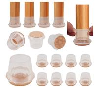 Vookkp 24 Pcs 32-41mm Clear Chair Leg Floor Protectors for Hardwood Floors, Round Silicone Furniture Sliders with Felt Pads, Furniture Leg Caps Covers, Smoothly Slide on rug No Scratches