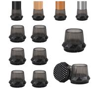 Vookkp 24Pcs 21-30mm Chair Floor Leg Protectors, Black Silicone Chair Leg Caps for Hardwood Floors, Round Furniture Feet Protectors Pads, Chairs Legs Covers With Stronger Felt Pads
