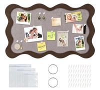 Vookkp 2Pack 40x24cm Bulletin Board Felt Notice Pin Board Self-Adhesive Vision Board Photo Display Board with 50Pcs Push Pins for Home Office Wall Room Decor(Dark Camel)