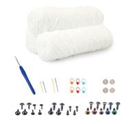 Vookkp 3 x 100g Chenille Yarn White Velvet Yarn Fluffy Yarns Thick Chenille Wool Chunky Yarns for Beginners Crochet Knitting Clothes, Scarves, Blanket, Bags, DIY with Needles/Eyes/Noses, 5mm x150 M