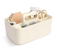 Vookkp Plastic Storage Caddy Stackable Storage Organizer with Handle for Desk Tidy Craft Supplies, Cosmetics, Holds Pencil, Crayon, Brushes, Hair Product, Dorm Shower Caddy, Cream White