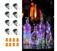 VOOKRY Solar Wine Bottle Lights with Cork 8 Pack 20 LEDs Fairy Lights String Silver Wire Light,for Party,Christmas,Wedding Center or Table Decorations (Multicolor)