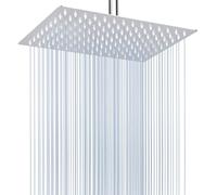 Voolan Rain Shower Head, High Flow Large Rainfall Shower Heads Made of Stainless Steel, Waterfall Bathroom Square Showerhead, Ceiling or Wall Mount (12 * 8''Rectangle, Chrome)