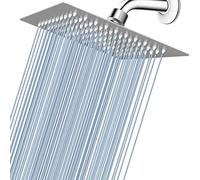 Voolan Rain Shower head, High Pressure Shower Head Made of 304 Stainless Steel, Relaxed Shower Experience Even at Low Water Flow and Pressure (8" Brushed Nickel)