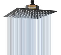 Voolan Rain Shower Head with Filter, High Flow Large Rainfall Shower Heads Made of Stainless Steel, Waterfall Filtered Showerhead for Hard Water (10" Black)