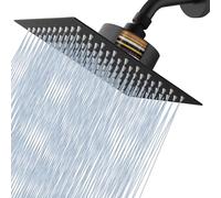 Voolan Rain Shower Head with Filter, High Flow Large Rainfall Shower Heads Made of Stainless Steel, Waterfall Filtered Showerhead for Hard Water (8" Black)