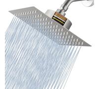 Voolan Rain Shower Head with Filter, High Flow Large Rainfall Shower Heads Made of Stainless Steel, Waterfall Filtered Showerhead for Hard Water (8" Brushed Nickel)