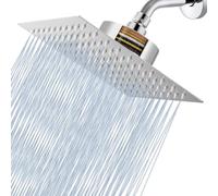 Voolan Rain Shower Head with Filter, High Flow Large Rainfall Shower Heads Made of Stainless Steel, Waterfall Filtered Showerhead for Hard Water (8" Chrome)
