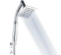 Voolan Rain Shower Head with Handheld Shower Arm, High Pressure Hand Shower Heads Made from Stainless Steel, 4 inch Square Waterfall Showerhead with Extension Arm and Bracket Kits, Chrome
