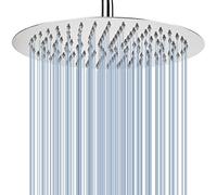 Voolan Rainfall Shower Head - 12 Inch High Flow Showerhead Made of 304 Stainless Steel - Luxury Modern Chrome Look - Universal Wall and Ceiling Mount